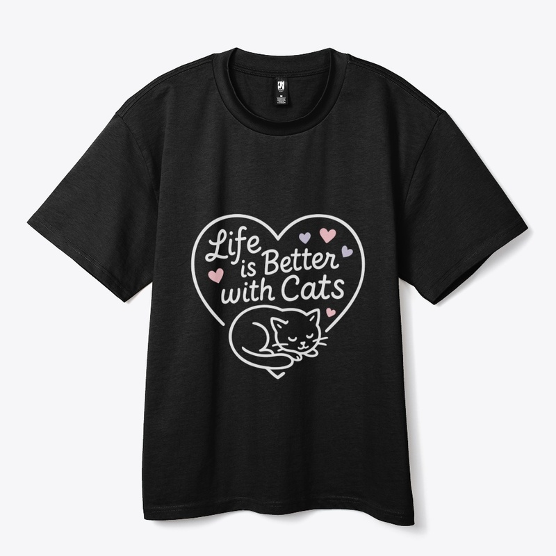 Life Is Better With Cats Line Heart 