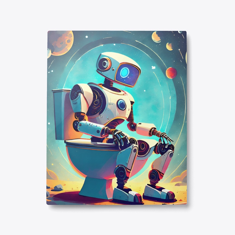 A robot on the toilet