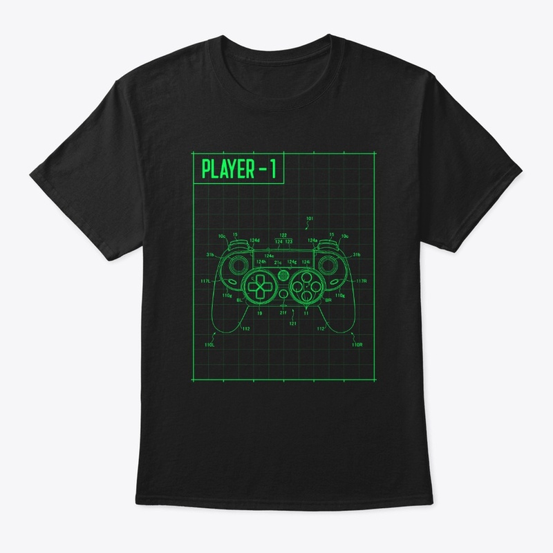 Player 1 Controller Diagram Gamer Shirt
