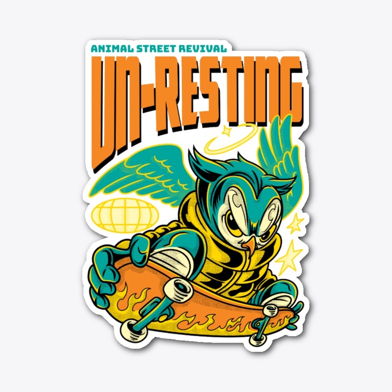 Skating Owl in Streetwear Cartoon Trendy