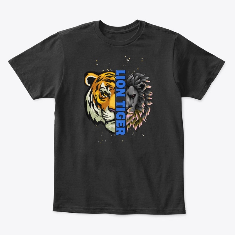 Lion Tiger Colorful Black T-shirt Design