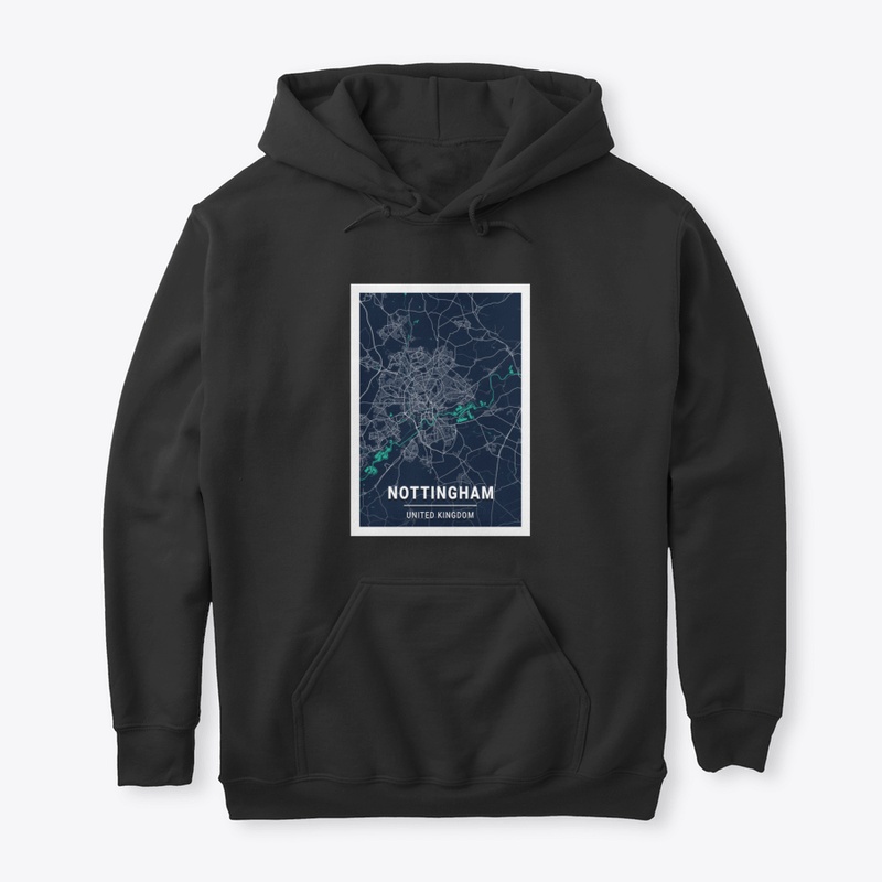 Nottingham Blue Dark Color City Map