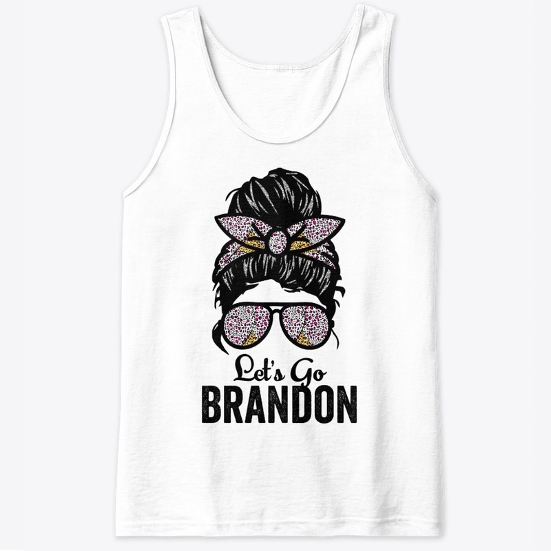 Let's Go Brandon Messy Bun Leopard 