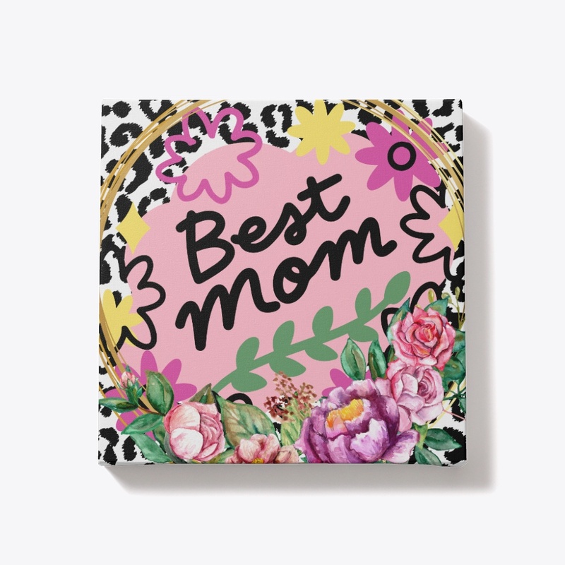 Best Mom With Flowers & Tiger Print