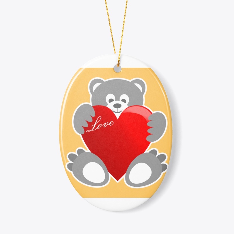 cute bear having big red heart