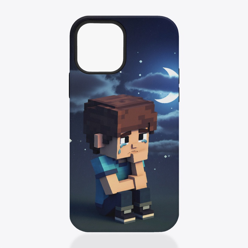 iPhone Tough Case Sad boy with the moon