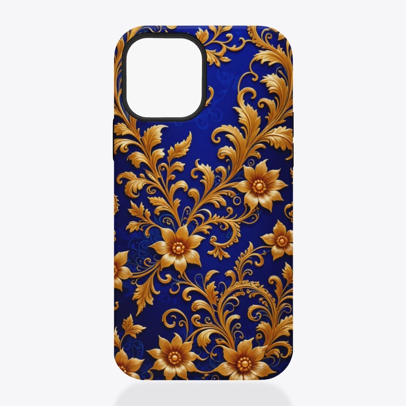 Regal Flourish: Lux Gold on Royal Blue