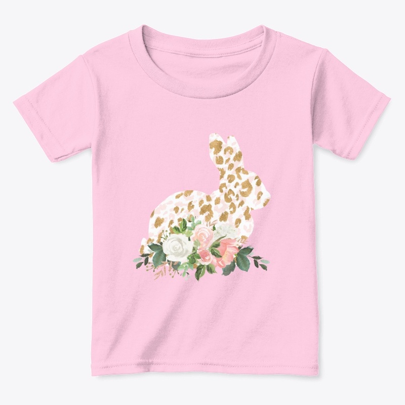 Leopard Print Bunny with Spring Flowers