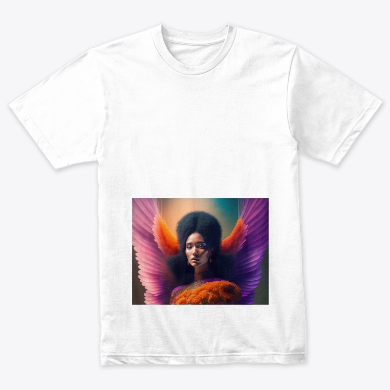 An angel in a dress made of flowers