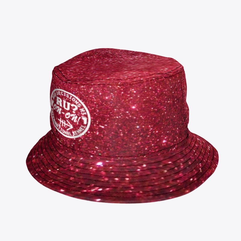 Red Glitter Print Bucket Hat