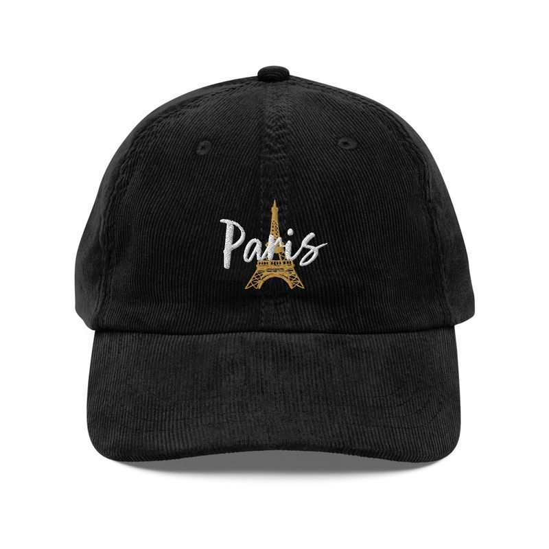 Paris Embroidered Corduroy Hat