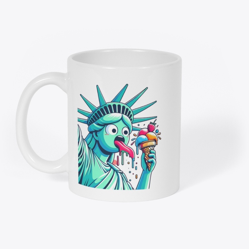 Statue of Liberty Enjoys an Ice Cream