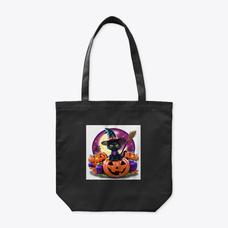 3d Halloween Pumpkin black cat