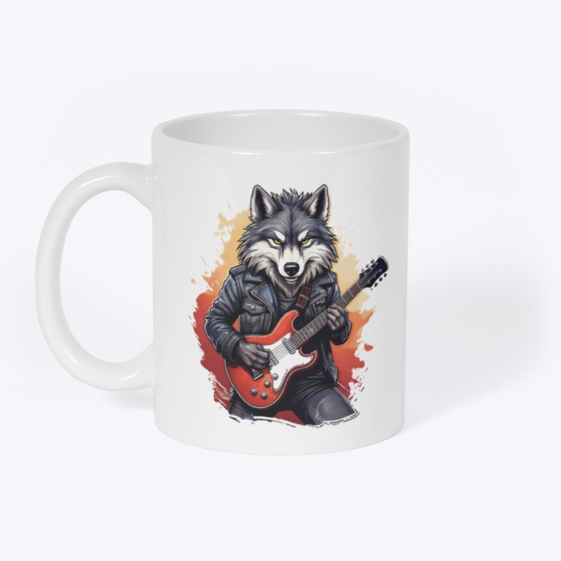 Rockstar Wolf with Electric Guitar