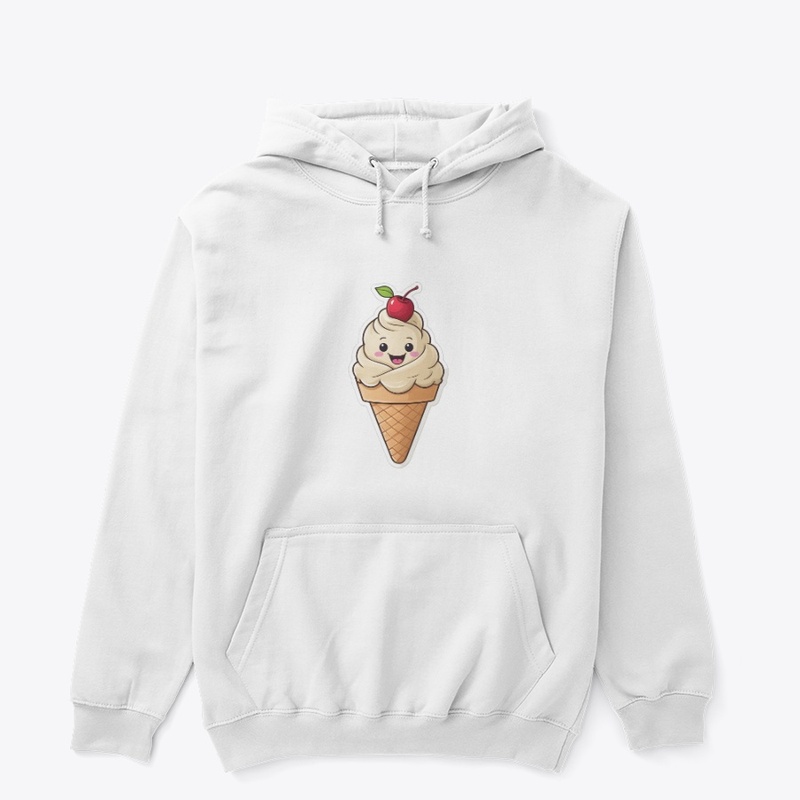 Waving Ice Cream Cute Minimal Art.