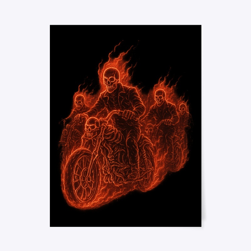 Hell Riders  Flaming Skeleton Biker Gang