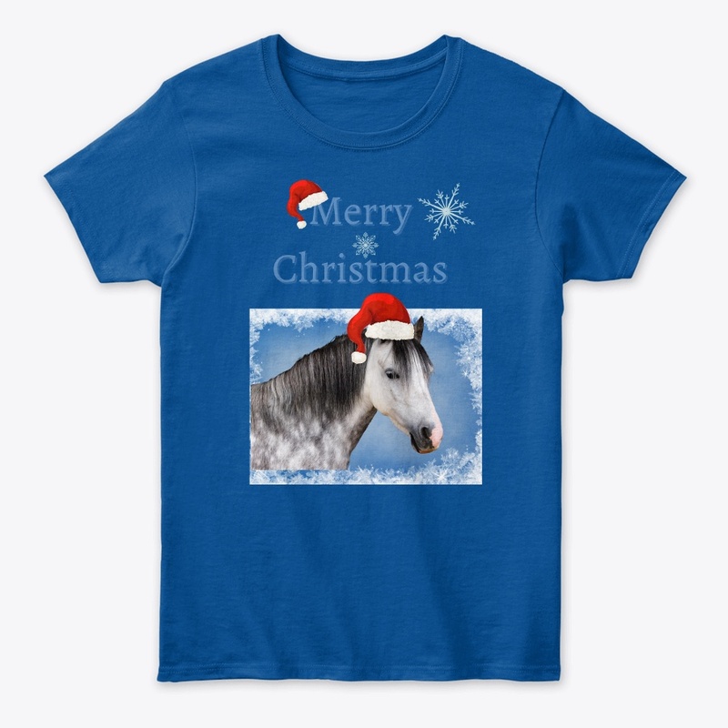 Merry Christmas Horse with Santa Hat Tee