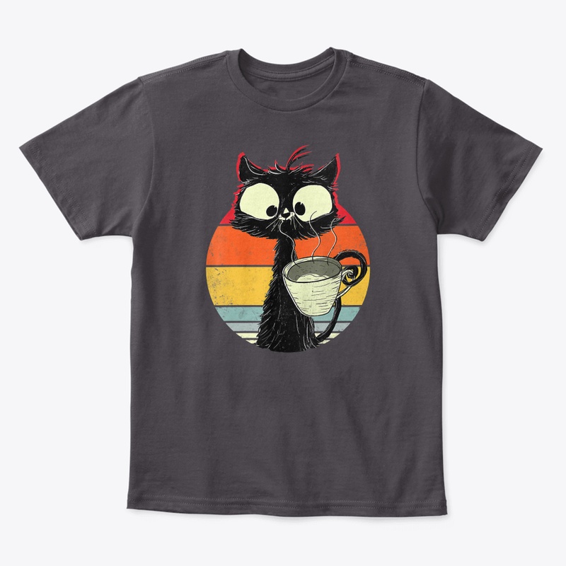 Womens Cute Coffee Cat Funny Vintage