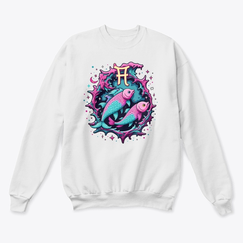 Pisces Zodiac Design - Cosmic Twin Fish