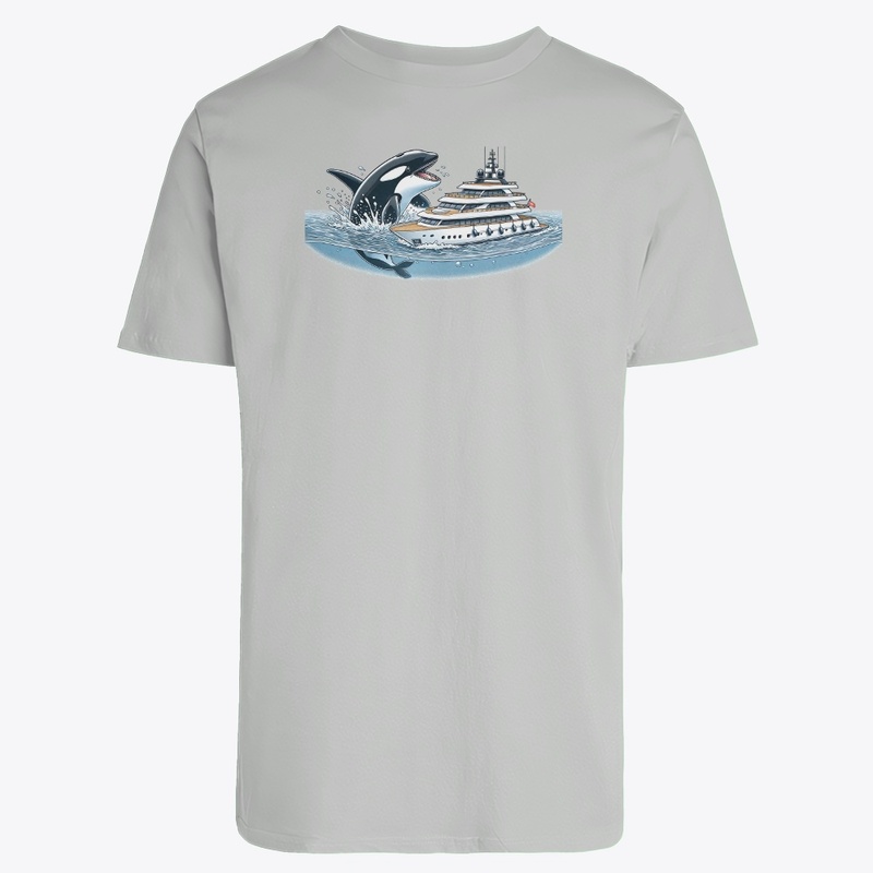 Orca Whales Against Boats