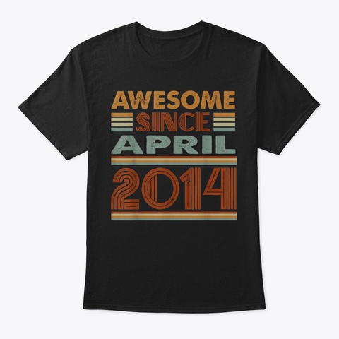 Vintage Awesome Since April 20145 Th Birt Black T-Shirt Front