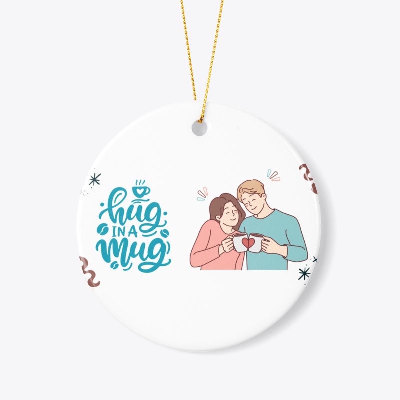 Brown and cream illustrative couple mug
