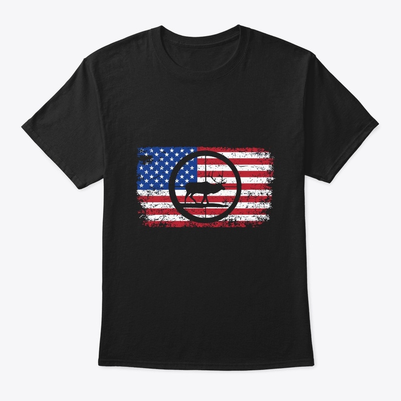 Deer Elk Hunting Flag USA 4th July Shirt
