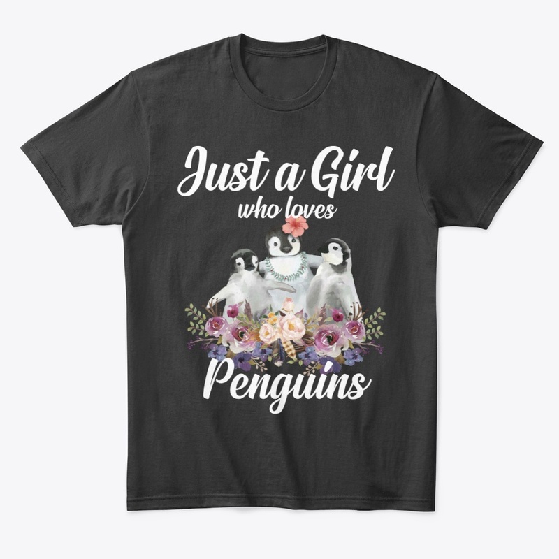 Girl Loves Penguins Watercolor Style