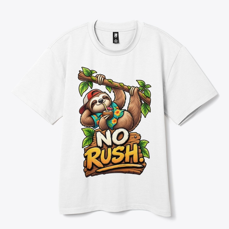 No Rush Funny Sloth T-Shirt Design 