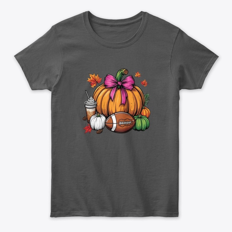 Pumpkin, Pink Bow & Football Fall Vibes