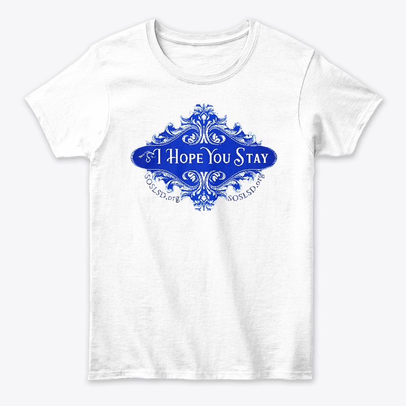 Hope You Stay womens pottery blue V1 tee