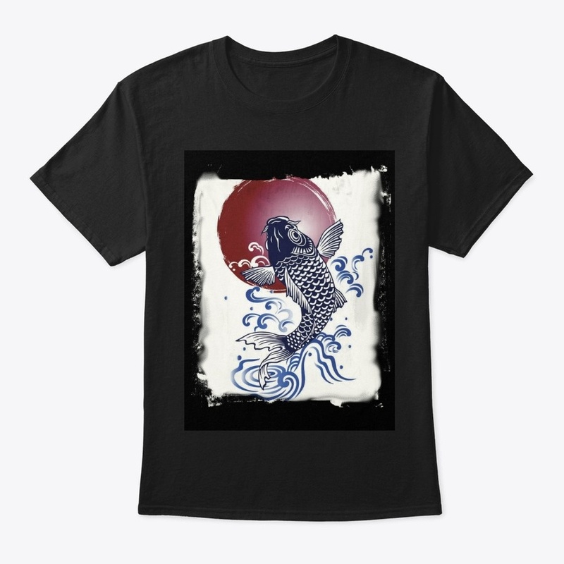 koi blue red t shirt