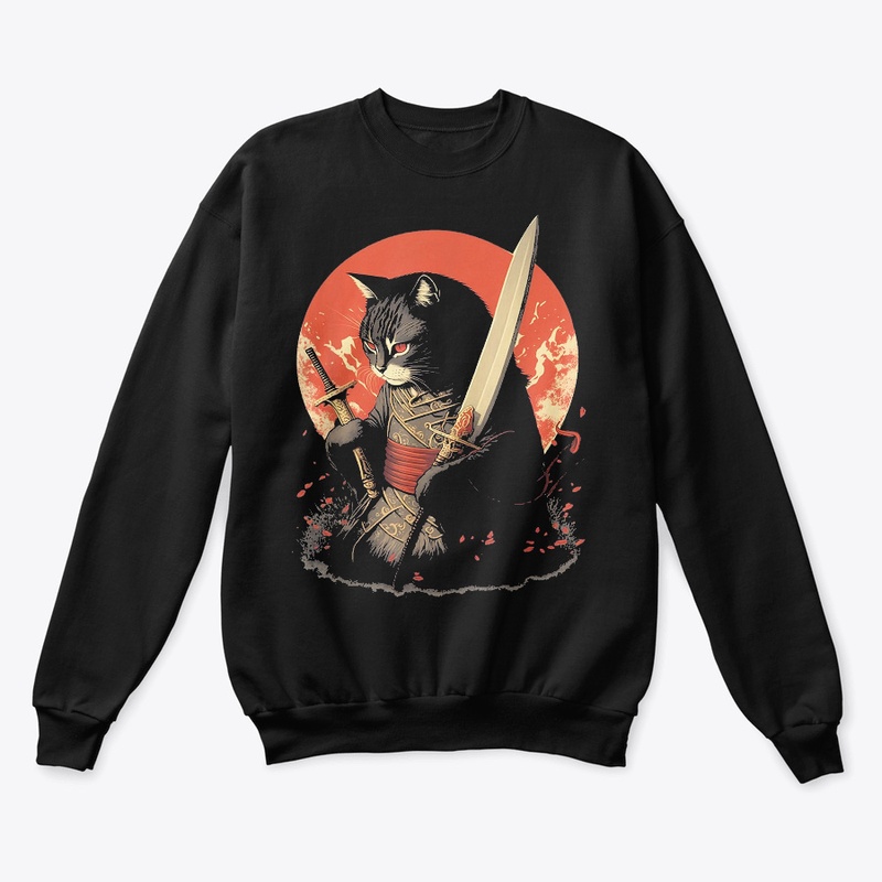 Retro Japanese Samurai Ninja Cat