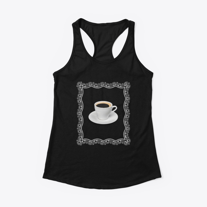 White coffee cup in ornate frame