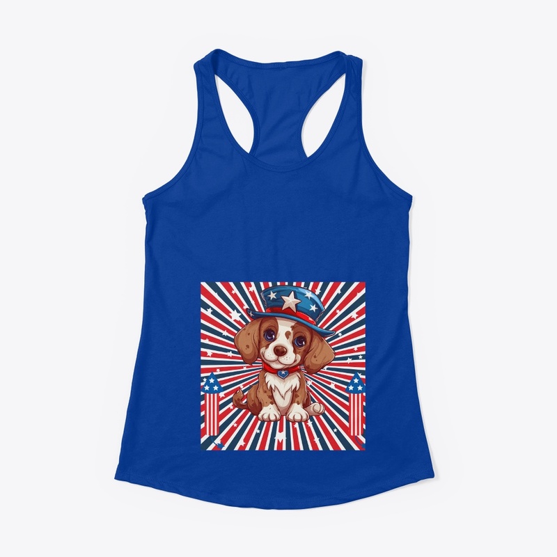Cute Dog with American Flag for July 4th