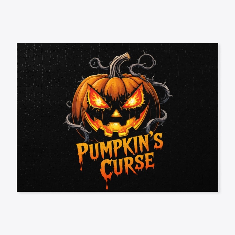 Cursed Pumpkin Grin Horror Design