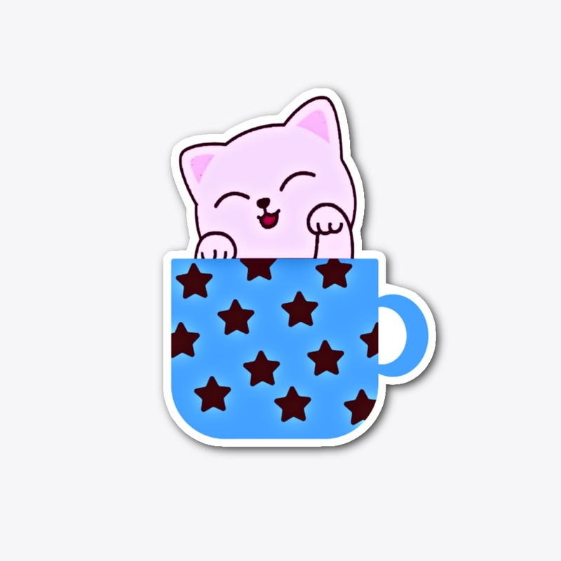 Cute kitty in the cup coffee