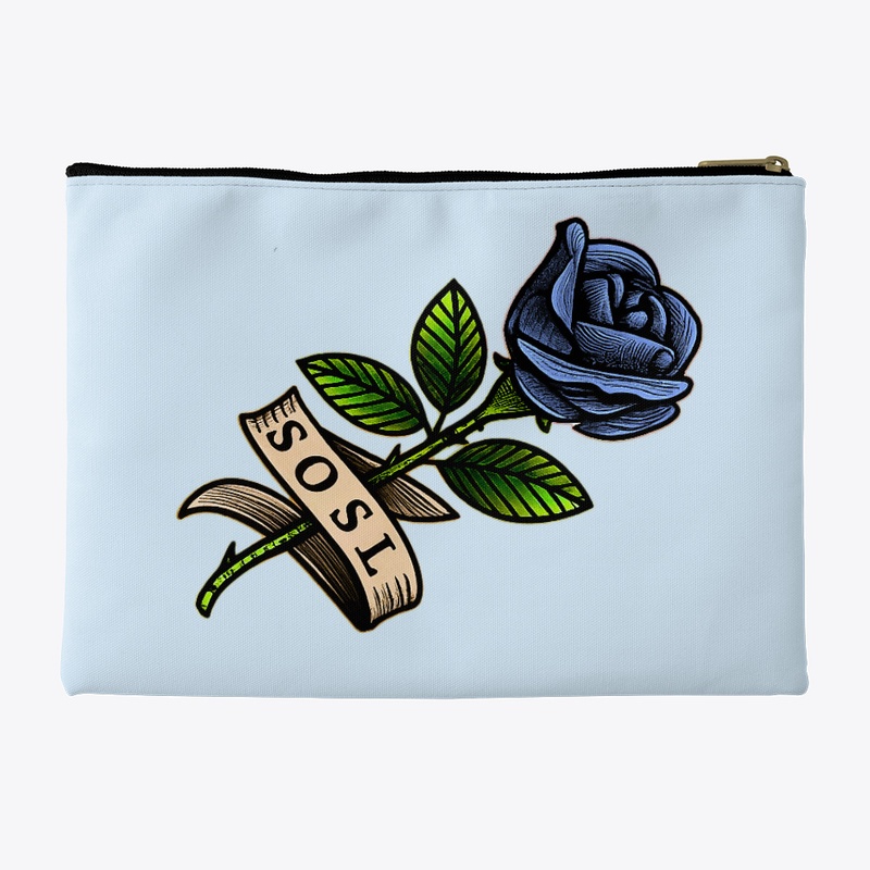 Single Rose keepsake pouch in blue