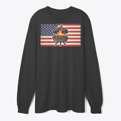 American Flag Distressed Bbq Meat Black T-Shirt Front
