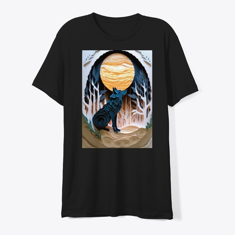 Carved Wolf under Full Moon