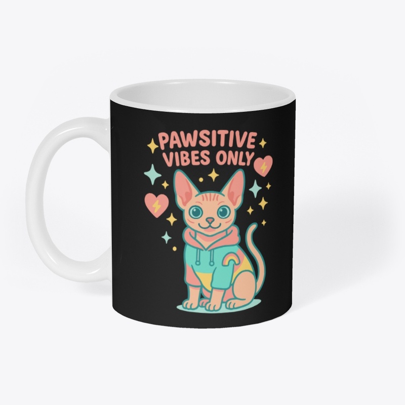 Pawsitive Vibes Only hairless Cat Tee