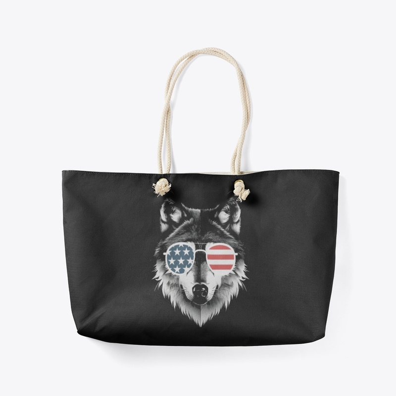 Wolf Art with American Flag Sunglasses