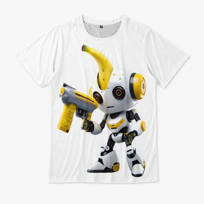 A robot carrying a banana