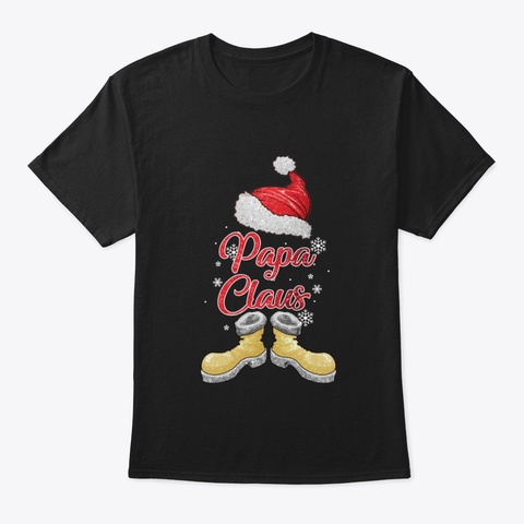 Santa Papa Claus Merry Christmas Matchin Black T-Shirt Front