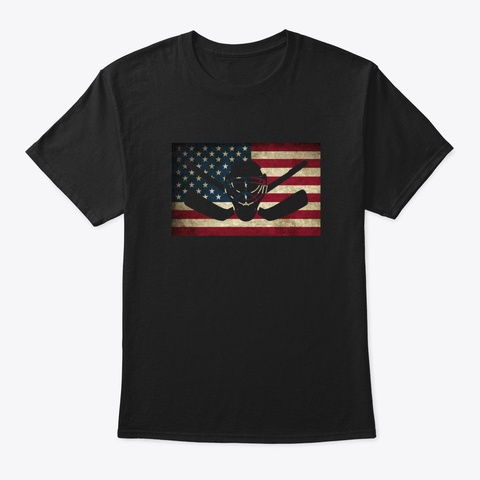 American Flag Hockey Goalie Usa Ice Hock Black T-Shirt Front