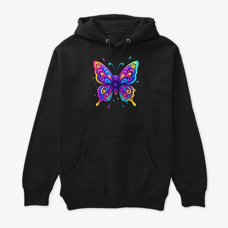 Colorful Neon Butterfly Art Tee