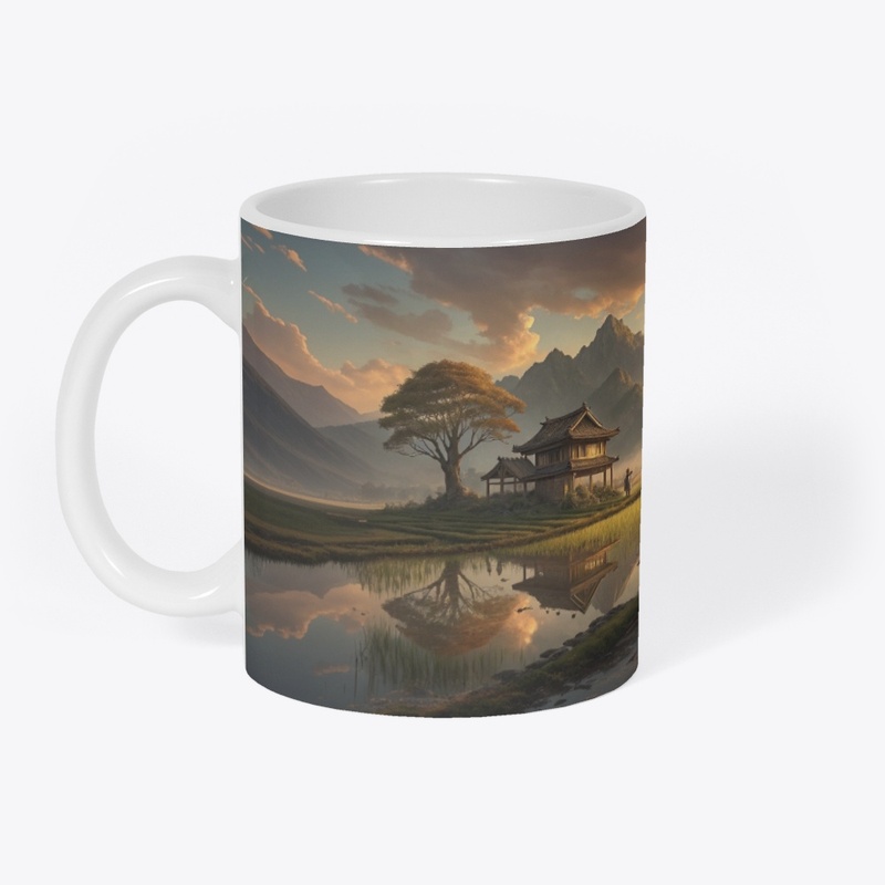 Golden Sunset Over Rice Fields