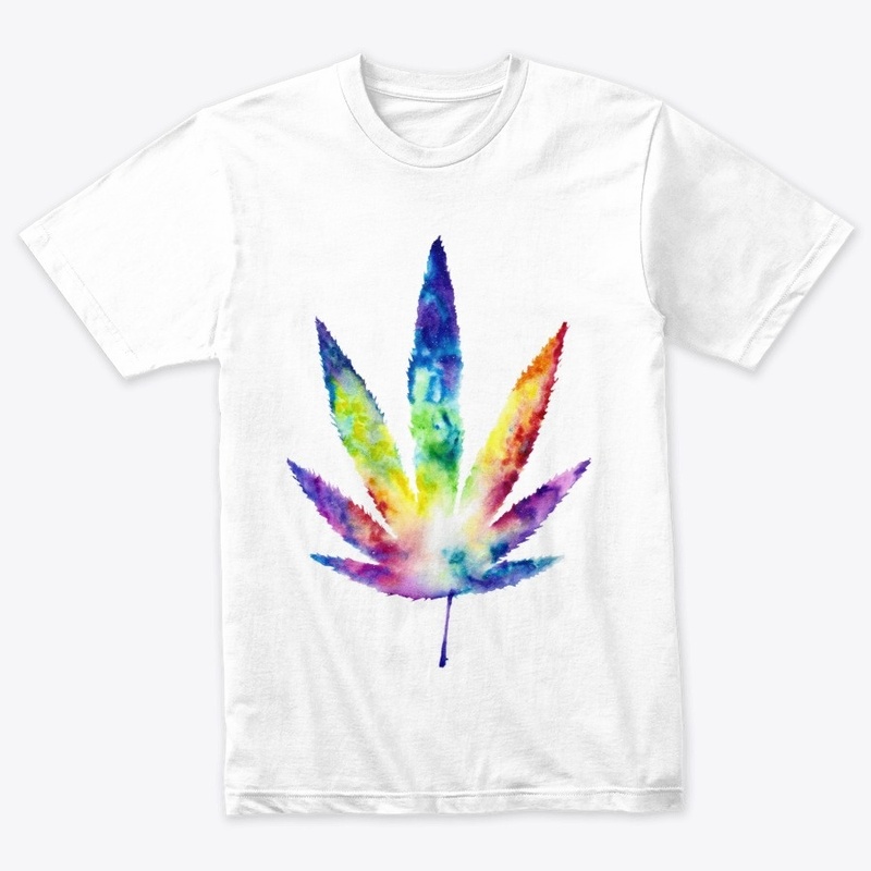 Watercolor Tie Dye Marijuana Leaf Art