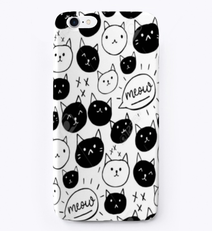 Black & White Cat Pattern Phone Case