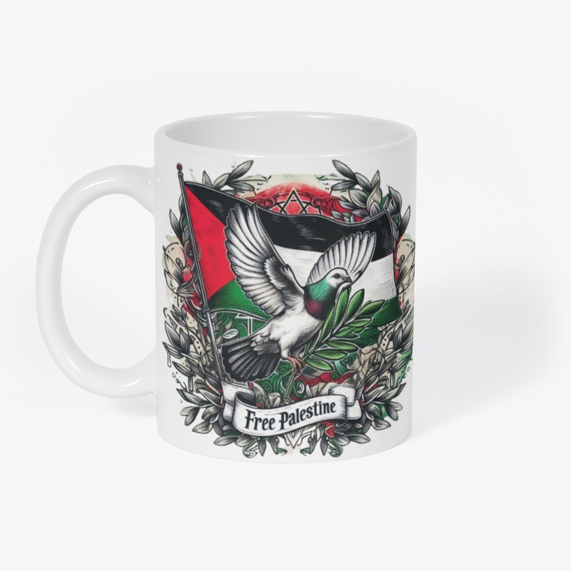 Pigeon Hold olive branch Palestine Flag